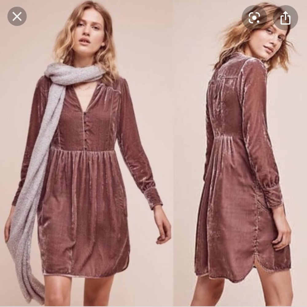 Holding Horses Nantes Velvet Velour Shirt Dress